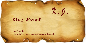 Klug József névjegykártya